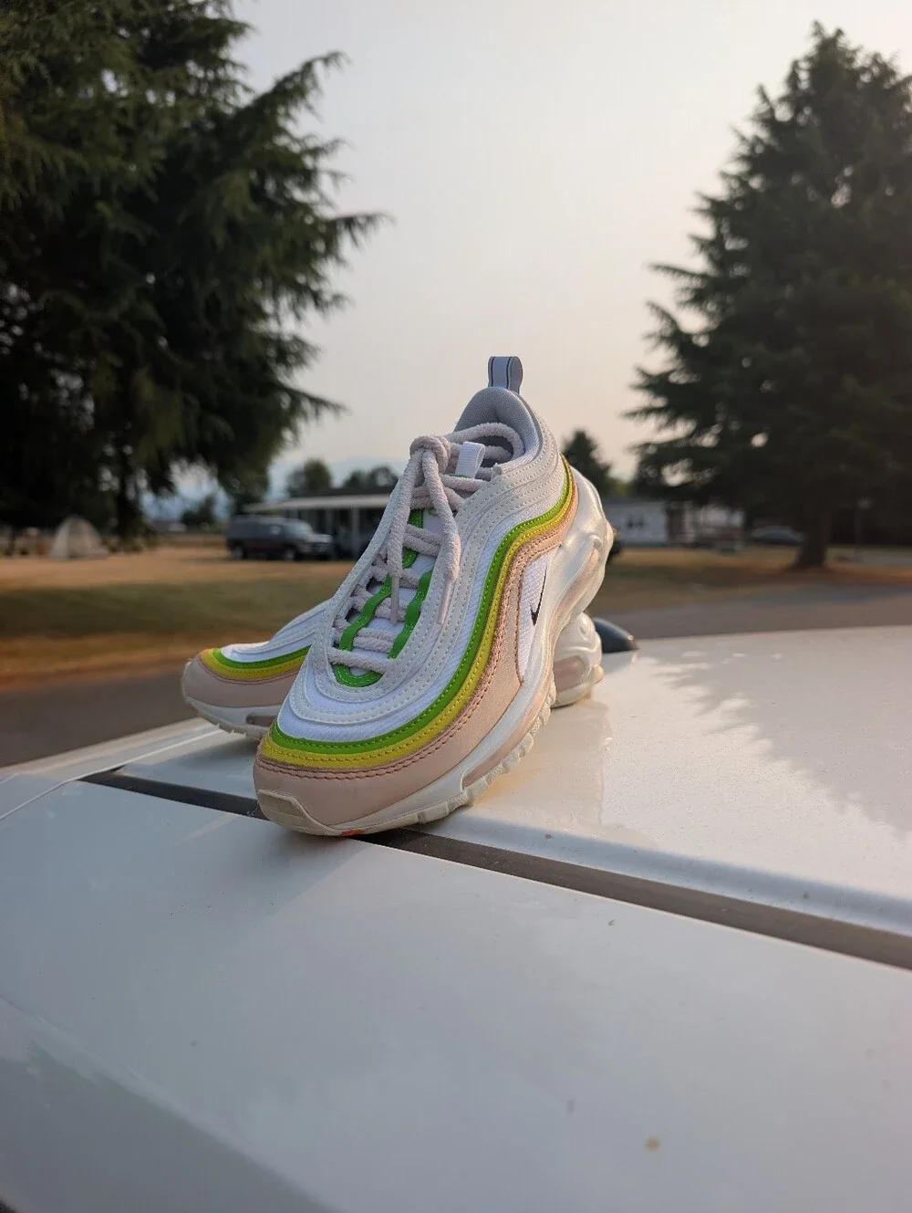 Women's 6.5 Nike Air Max 97 Sneakers - White, Green & Beige